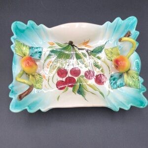 VINTAGE ITALIAN MAJOLICA HANDPAINTED CERAMIC CANDY/NUT DISH HAND-MADE IN ITALY